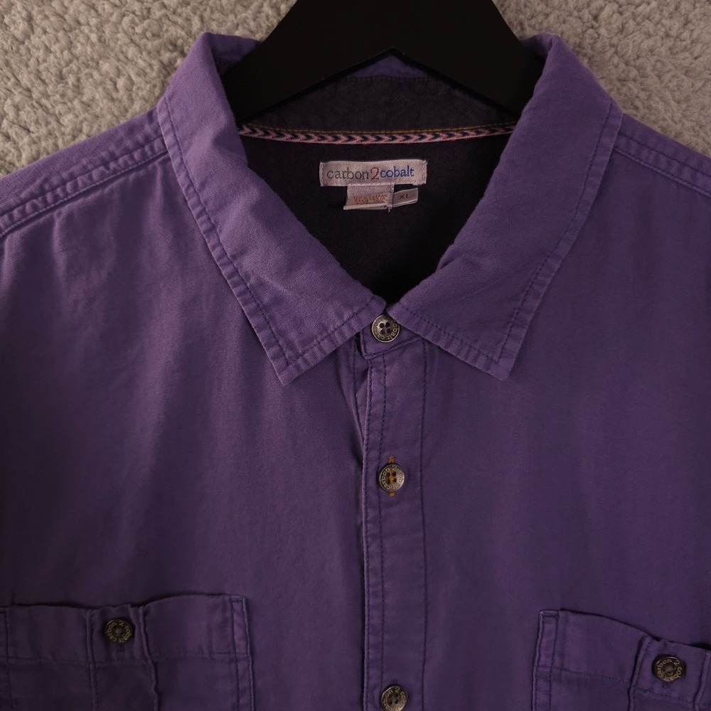 Carbon2Cobalt Shirt Mens XL Purple Long Sleeve Button Up Cotton Casual Preppy - Picture 8 of 10